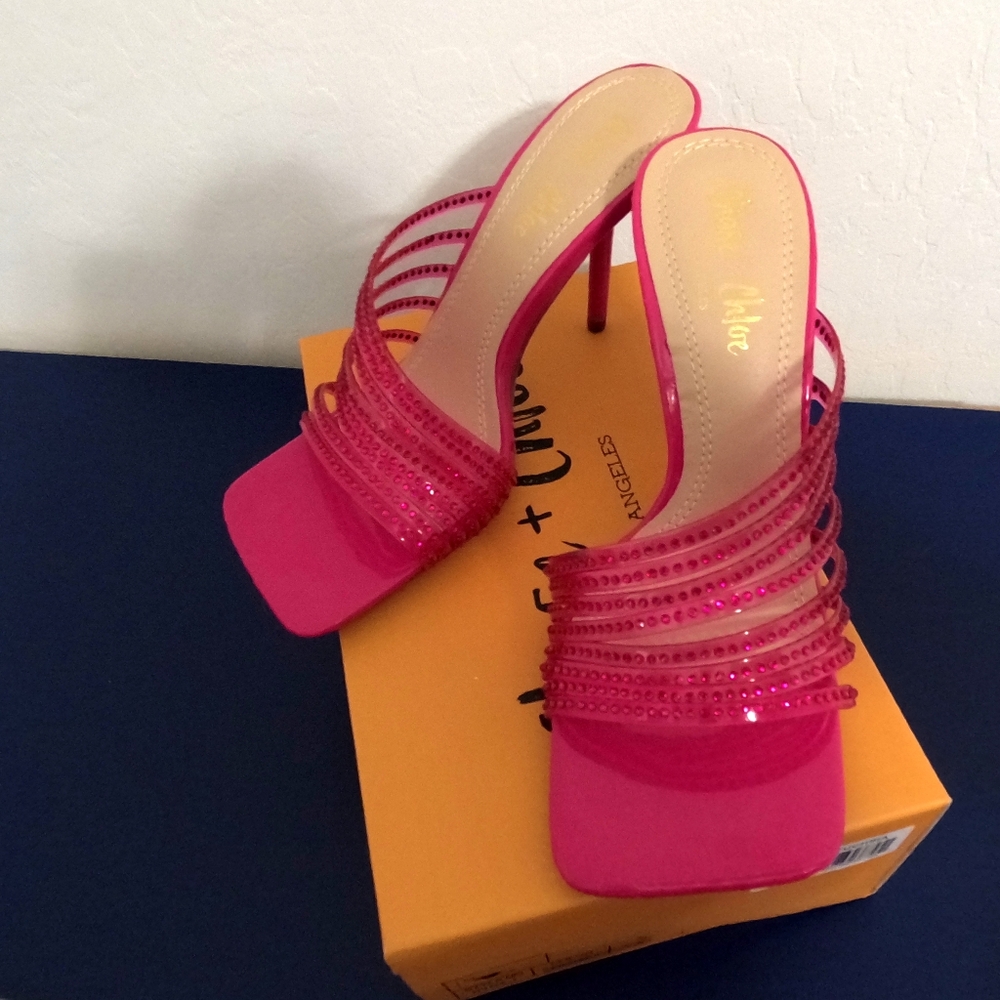 Chase and Chloe Nyra crystal embellished lucite sandal (women) 7.5